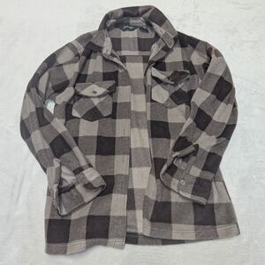 Plaid Button Down Shirt - Black and Brown